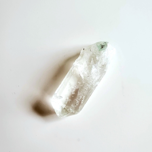 Celadonite Phantom Quartz Crystal Point Laser Wand - Picture 6 of 9